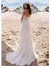 Spaghetti Straps Ivory Lace Chiffon Wedding Dress